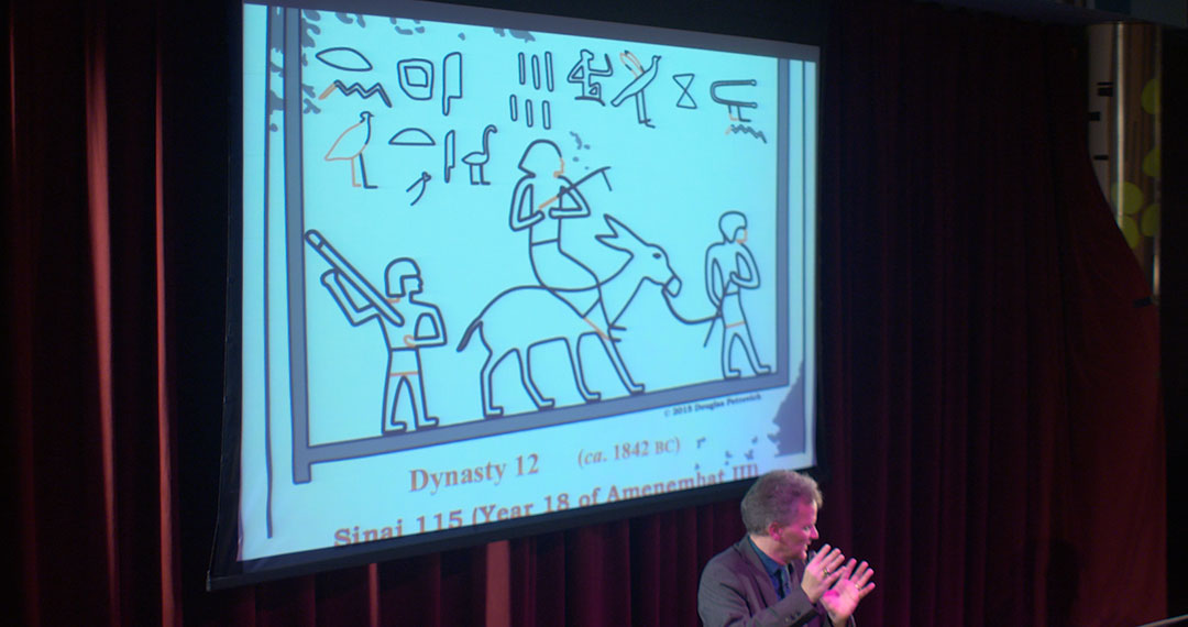Dr. Petrovich shows inscription containing the phrase he interprets as “6 Levantines, Hebrews of Bethel, the beloved.”