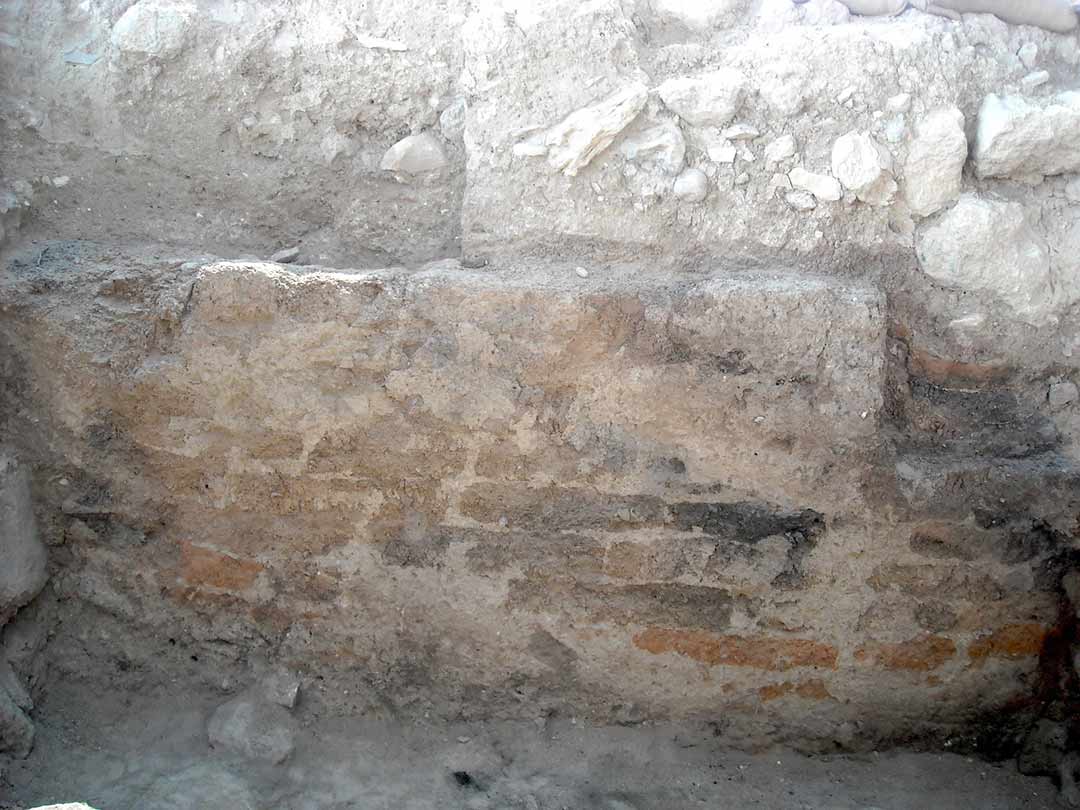 A mud-brick wall at Tel Beth-Shemesh near Jerusalem, Israel