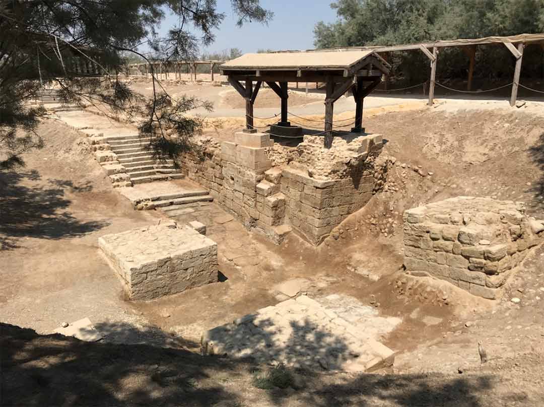 Photo of the Baptism Site of Al Maghtas at low water.