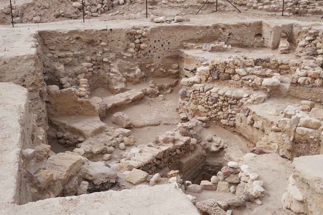 Excavated remains of a city at Tall al-Hammam
