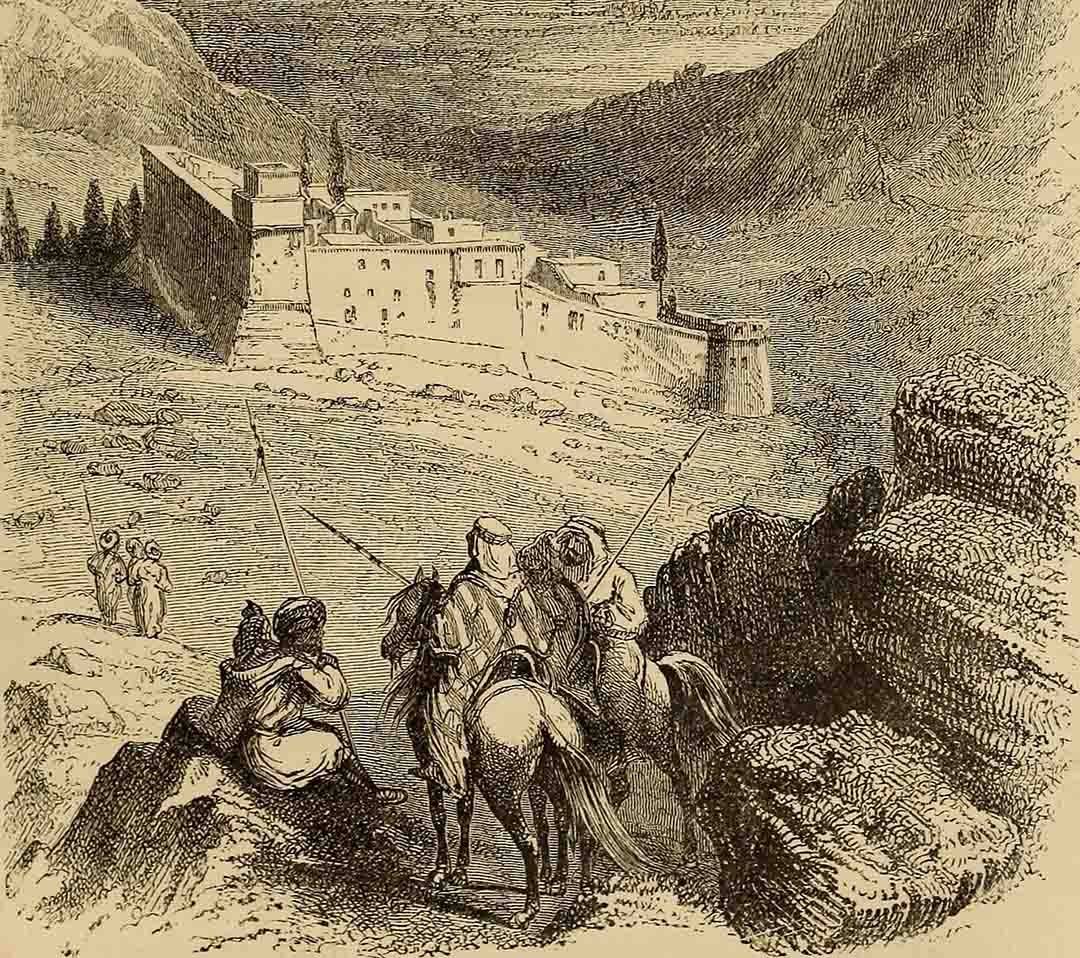 Drawing of the convent of St. Catharine on Mount Sinai